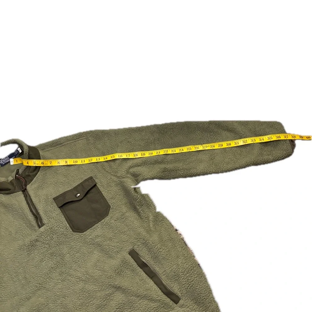 Polo Ralph Lauren Men XL Olive Hybrid High Pile Fleece Quarter Zip Pullover